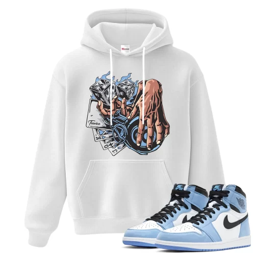 TeeVivo Hoodie Match Air Jordan 1 Retro High OG University Blue Gambling – Air Jordan 1 Hoodie, AJ1 Hoodie
