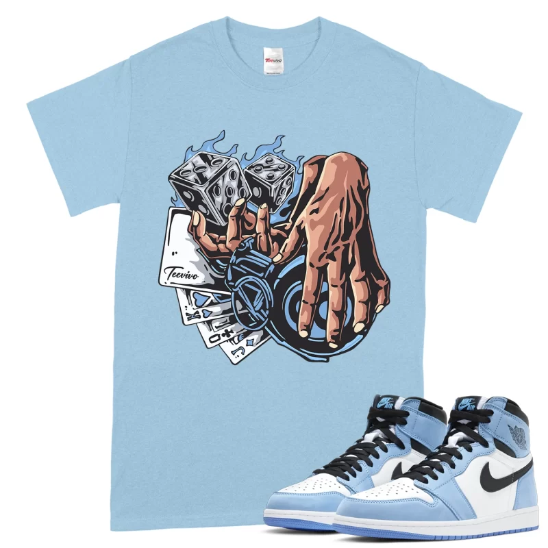 TeeVivo T-Shirt Match Air Jordan 1 Retro High OG University Blue Gambling – Air Jordan 1 Shirt, AJ1 Shirt
