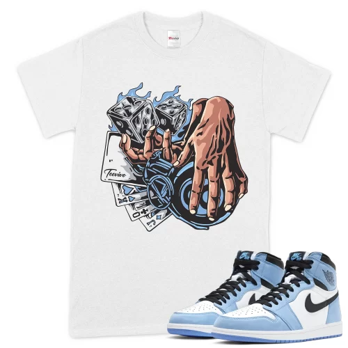 TeeVivo T-Shirt Match Air Jordan 1 Retro High OG University Blue Gambling – Air Jordan 1 Shirt, AJ1 Shirt