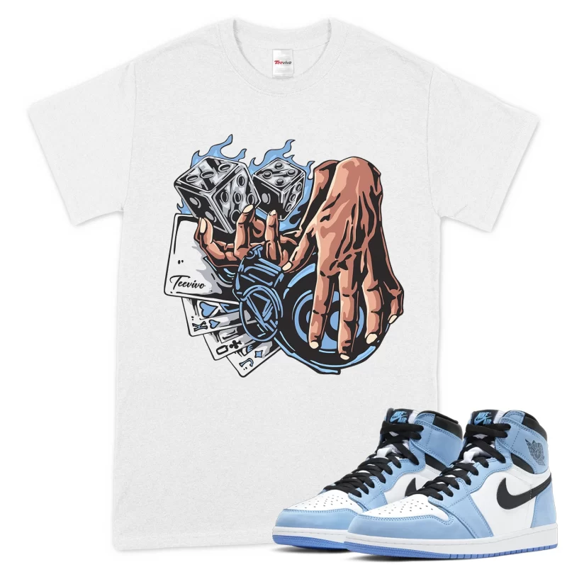TeeVivo T-Shirt Match Air Jordan 1 Retro High OG University Blue Gambling – Air Jordan 1 Shirt, AJ1 Shirt