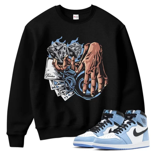 TeeVivo Sweatshirt Match Air Jordan 1 Retro High OG University Blue Gambling – Air Jordan 1 Sweatshirt, AJ1 Sweatshirt