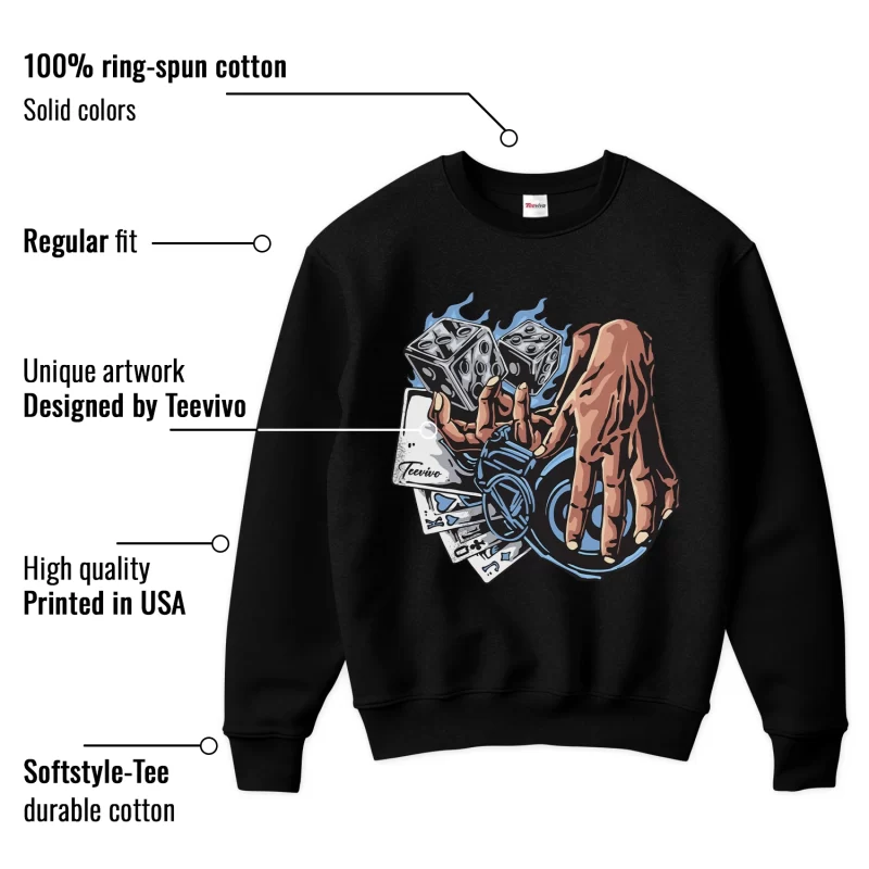 TeeVivo Sweatshirt Match Air Jordan 1 Retro High OG University Blue Gambling – Air Jordan 1 Sweatshirt, AJ1 Sweatshirt