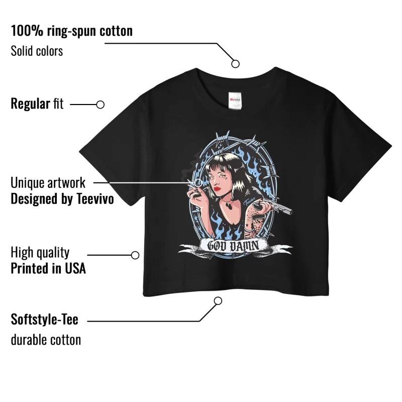 TeeVivo Crop Top Match Air Jordan 1 Retro High OG University Blue God Daaamn – Air Jordan 1 Crop Top, AJ1 Crop Top