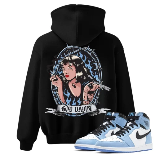 TeeVivo Hoodie Match Air Jordan 1 Retro High OG University Blue God Daaamn – Air Jordan 1 Hoodie, AJ1 Hoodie