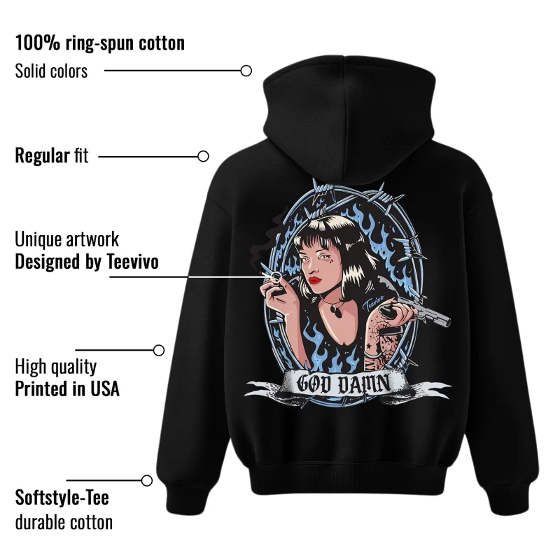 TeeVivo Hoodie Match Air Jordan 1 Retro High OG University Blue God Daaamn – Air Jordan 1 Hoodie, AJ1 Hoodie