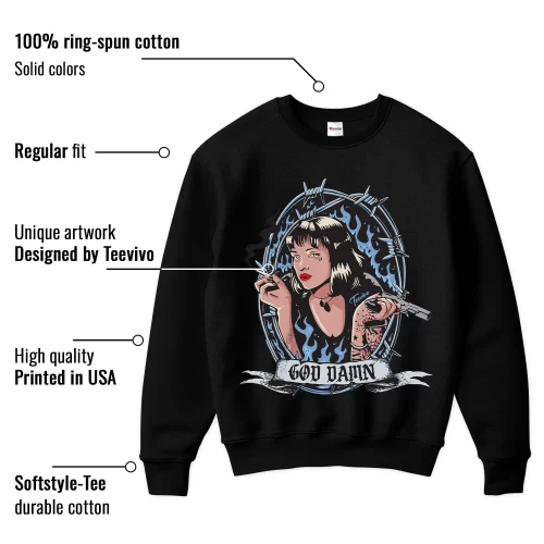 TeeVivo Sweatshirt Match Air Jordan 1 Retro High OG University Blue God Daaamn – Air Jordan 1 Sweatshirt, AJ1 Sweatshirt