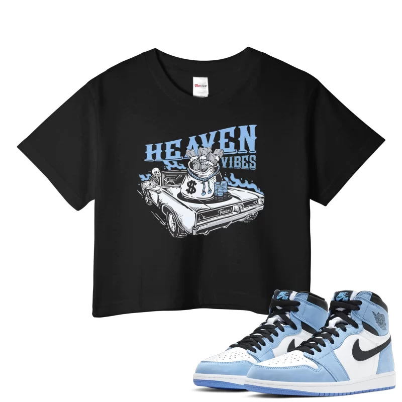 TeeVivo Crop Top Match Air Jordan 1 Retro High OG University Blue Heaven vibes – Air Jordan 1 Crop Top, AJ1 Crop Top