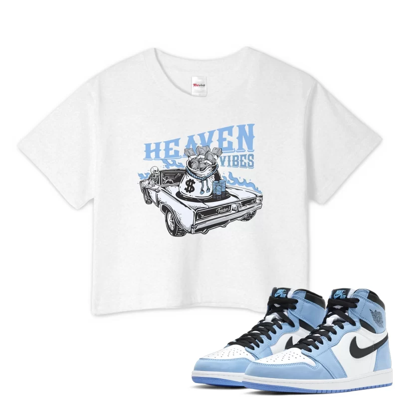 TeeVivo Crop Top Match Air Jordan 1 Retro High OG University Blue Heaven vibes – Air Jordan 1 Crop Top, AJ1 Crop Top