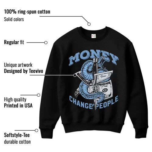 TeeVivo Sweatshirt Match Air Jordan 1 Retro High OG University Blue Money change people – Air Jordan 1 Sweatshirt, AJ1 Sweatshirt