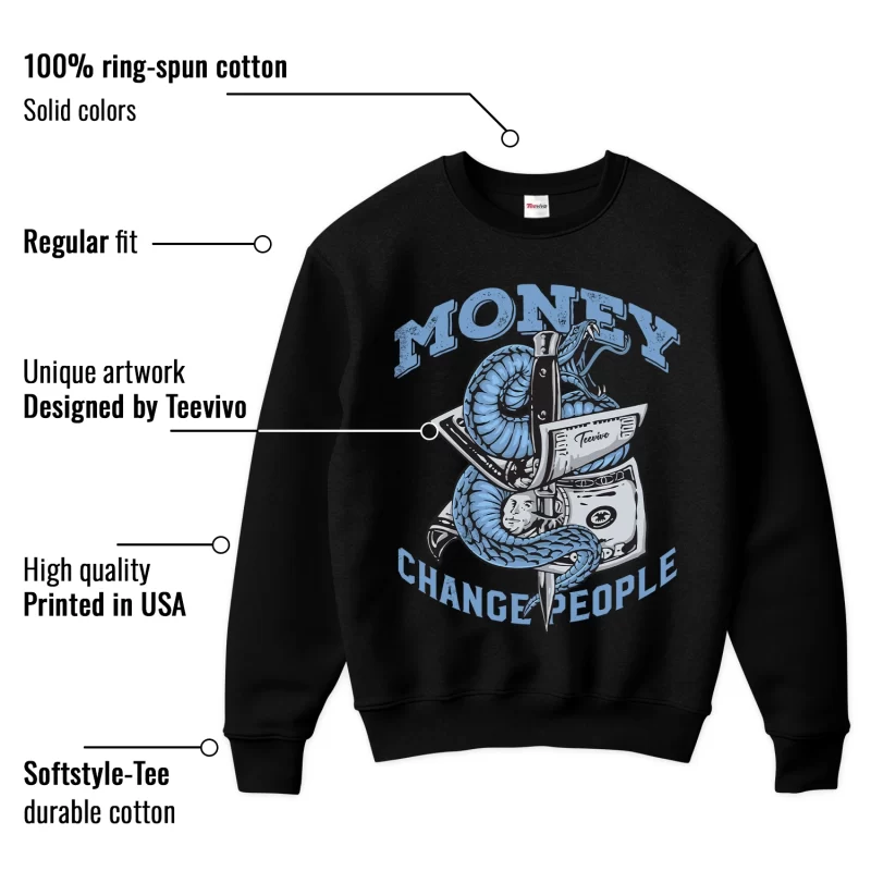 TeeVivo Sweatshirt Match Air Jordan 1 Retro High OG University Blue Money change people – Air Jordan 1 Sweatshirt, AJ1 Sweatshirt