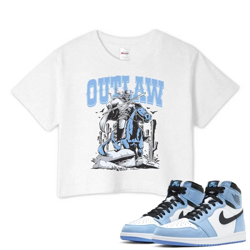 TeeVivo Crop Top Match Air Jordan 1 Retro High OG University Blue Outlaw – Air Jordan 1 Crop Top, AJ1 Crop Top
