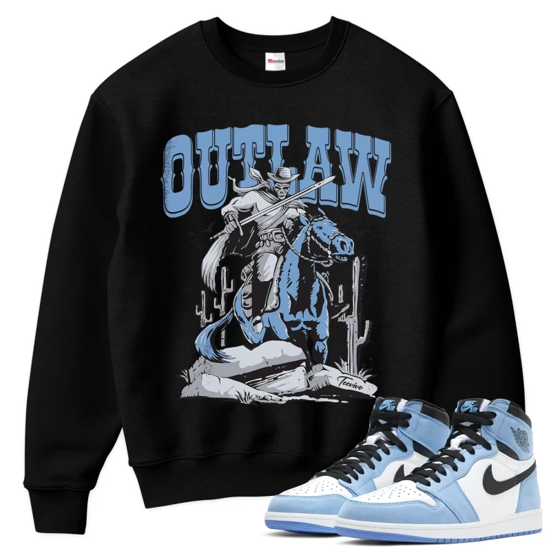 TeeVivo Sweatshirt Match Air Jordan 1 Retro High OG University Blue Outlaw – Air Jordan 1 Sweatshirt, AJ1 Sweatshirt
