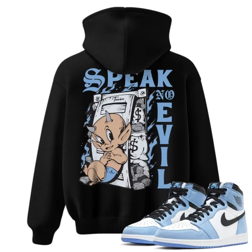 TeeVivo Hoodie Match Air Jordan 1 Retro High OG University Blue Speak no evil – Air Jordan 1 Hoodie, AJ1 Hoodie
