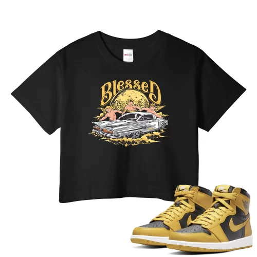 TeeVivo Crop Top Match Air Jordan 1 Retro High Pollen Blessed – Air Jordan 1 Crop Top, AJ1 Crop Top