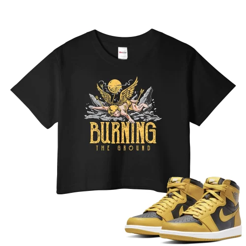 TeeVivo Crop Top Match Air Jordan 1 Retro High Pollen Burning the ground – Air Jordan 1 Crop Top, AJ1 Crop Top