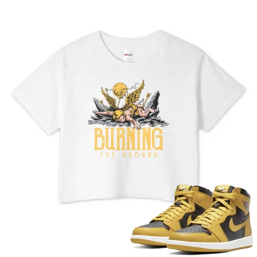 TeeVivo Crop Top Match Air Jordan 1 Retro High Pollen Burning the ground – Air Jordan 1 Crop Top, AJ1 Crop Top