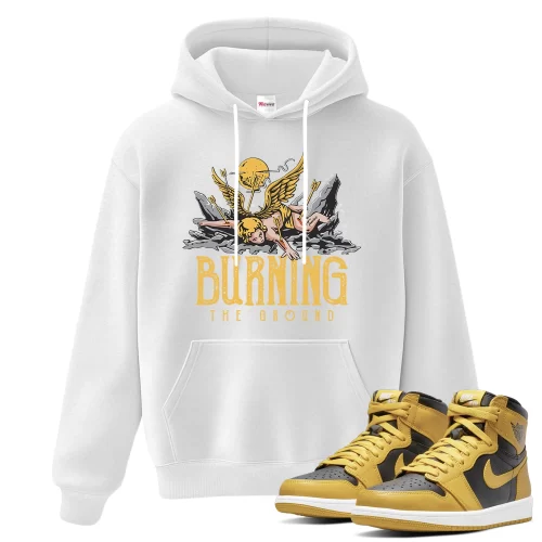 TeeVivo Hoodie Match Air Jordan 1 Retro High Pollen Burning the ground – Air Jordan 1 Hoodie, AJ1 Hoodie