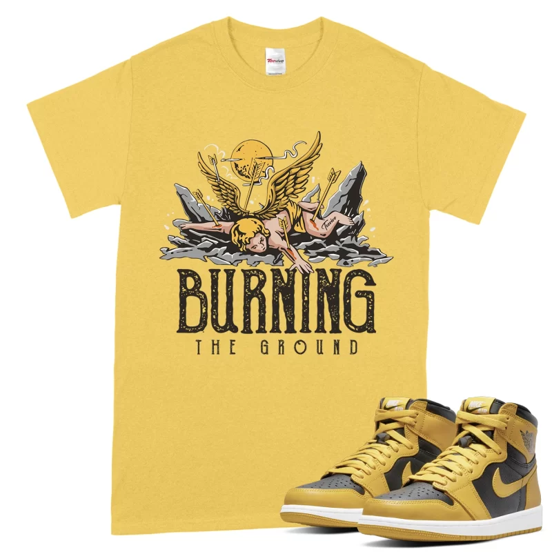 TeeVivo T-Shirt Match Air Jordan 1 Retro High Pollen Burning the ground – Air Jordan 1 Shirt, AJ1 Shirt
