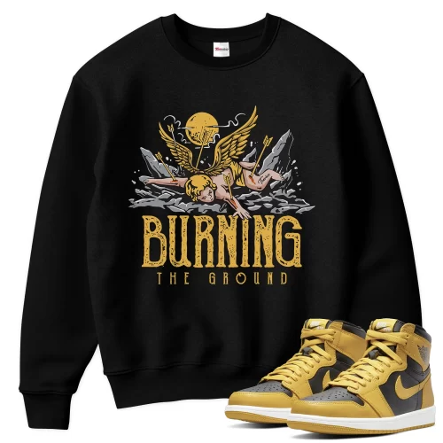 TeeVivo Sweatshirt Match Air Jordan 1 Retro High Pollen Burning the ground – Air Jordan 1 Sweatshirt, AJ1 Sweatshirt