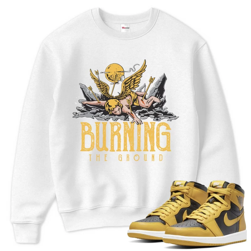 TeeVivo Sweatshirt Match Air Jordan 1 Retro High Pollen Burning the ground – Air Jordan 1 Sweatshirt, AJ1 Sweatshirt