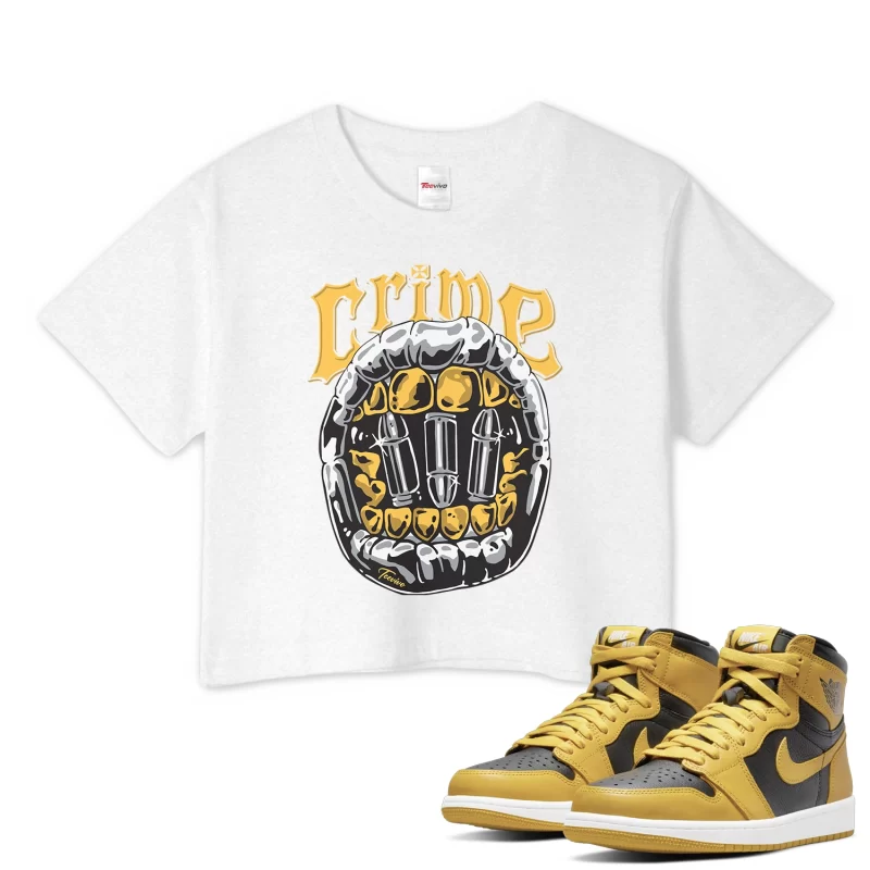 TeeVivo Crop Top Match Air Jordan 1 Retro High Pollen Crime – Air Jordan 1 Crop Top, AJ1 Crop Top