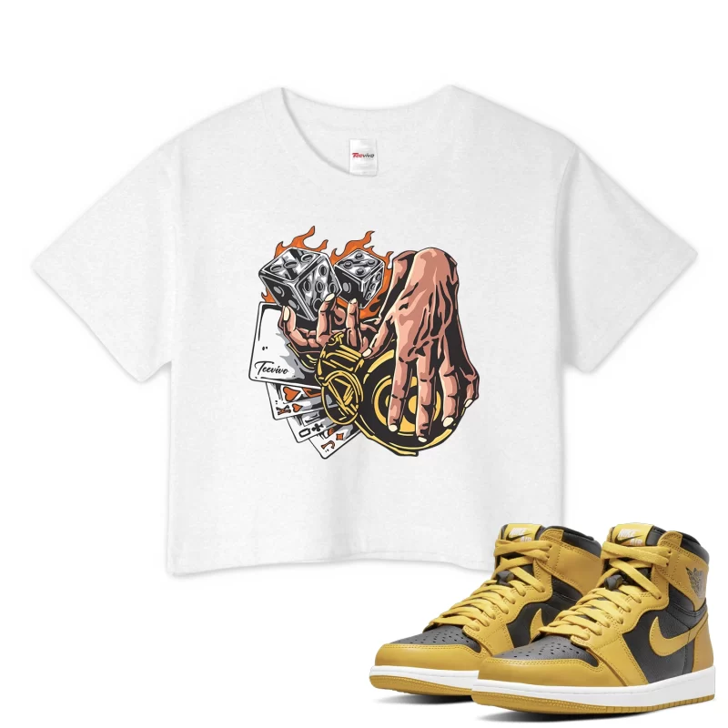 TeeVivo Crop Top Match Air Jordan 1 Retro High Pollen Gambling – Air Jordan 1 Crop Top, AJ1 Crop Top