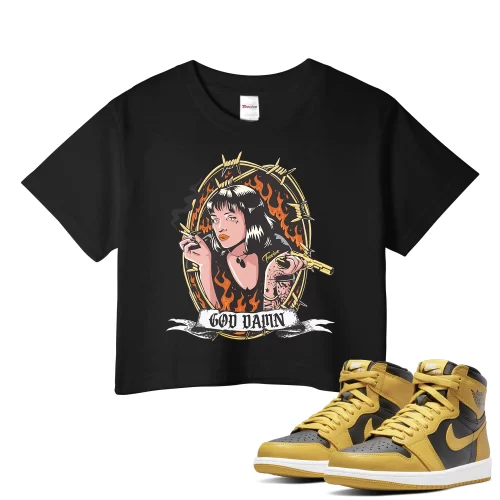 TeeVivo Crop Top Match Air Jordan 1 Retro High Pollen God Daaamn – Air Jordan 1 Crop Top, AJ1 Crop Top