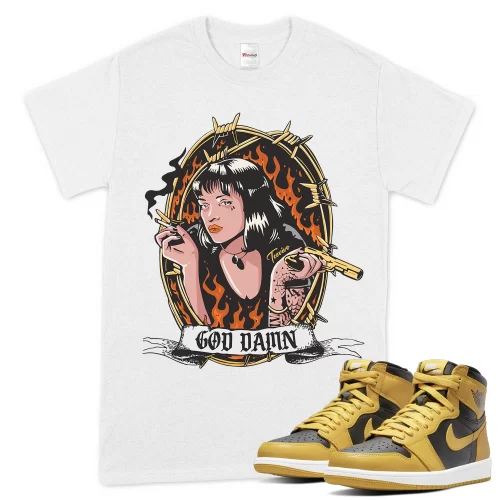 TeeVivo T-Shirt Match Air Jordan 1 Retro High Pollen God Daaamn – Air Jordan 1 Shirt, AJ1 Shirt