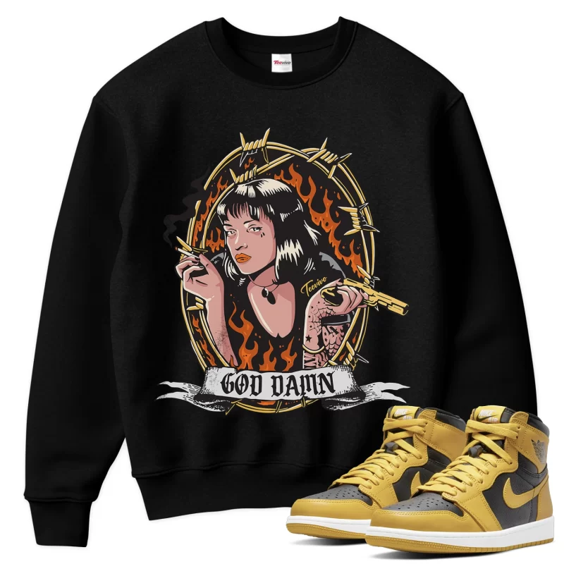 TeeVivo Sweatshirt Match Air Jordan 1 Retro High Pollen God Daaamn – Air Jordan 1 Sweatshirt, AJ1 Sweatshirt