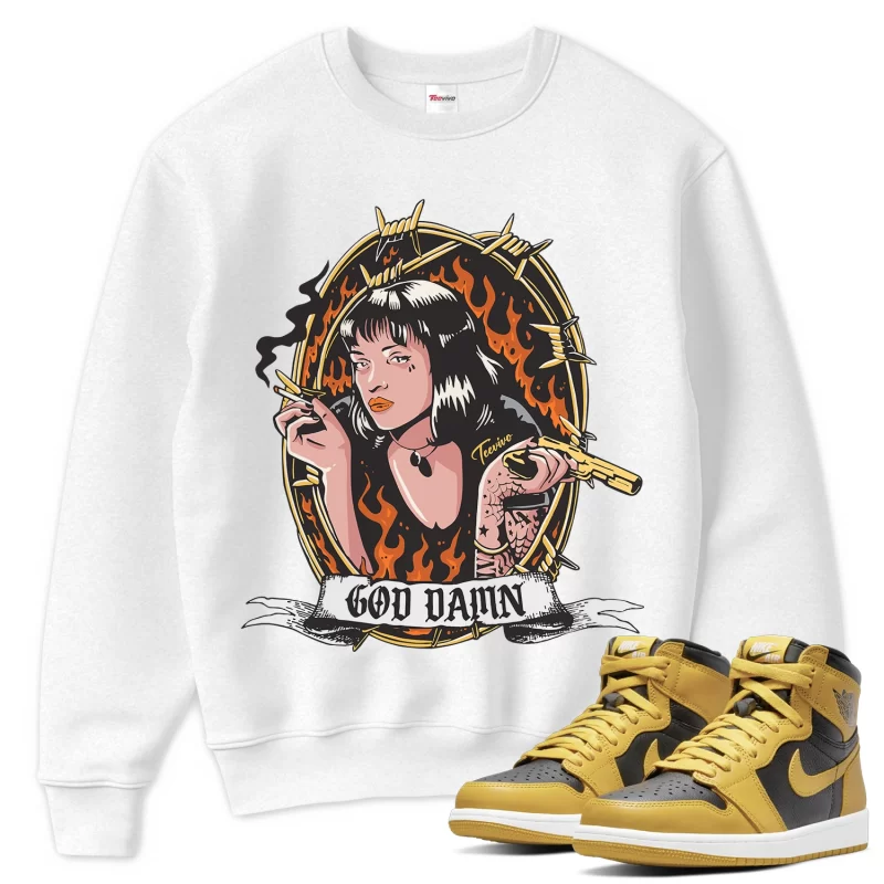 TeeVivo Sweatshirt Match Air Jordan 1 Retro High Pollen God Daaamn – Air Jordan 1 Sweatshirt, AJ1 Sweatshirt
