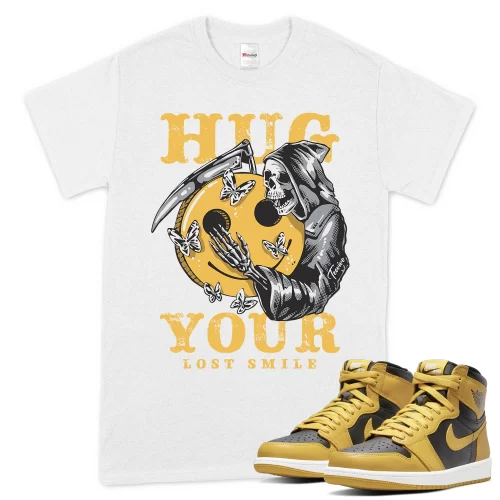 TeeVivo T-Shirt Match Air Jordan 1 Retro High Pollen Hug your lost smile – Air Jordan 1 Shirt, AJ1 Shirt