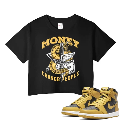 TeeVivo Crop Top Match Air Jordan 1 Retro High Pollen Money change people – Air Jordan 1 Crop Top, AJ1 Crop Top