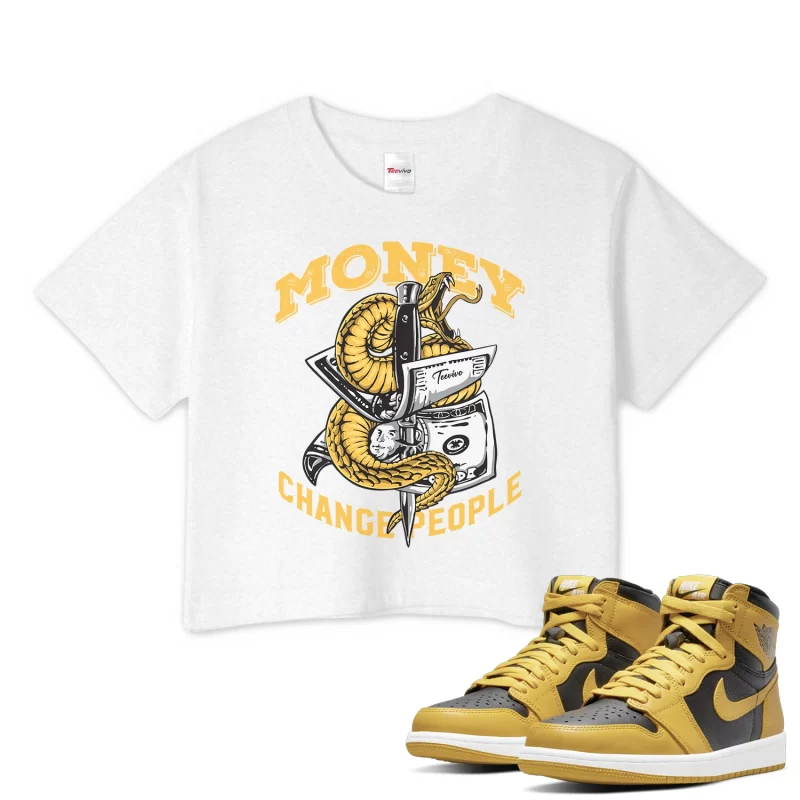 TeeVivo Crop Top Match Air Jordan 1 Retro High Pollen Money change people – Air Jordan 1 Crop Top, AJ1 Crop Top
