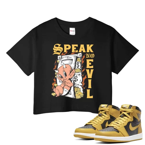 TeeVivo Crop Top Match Air Jordan 1 Retro High Pollen Speak no evil – Air Jordan 1 Crop Top, AJ1 Crop Top