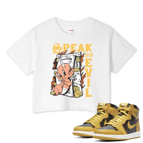 TeeVivo Crop Top Match Air Jordan 1 Retro High Pollen Speak no evil – Air Jordan 1 Crop Top, AJ1 Crop Top