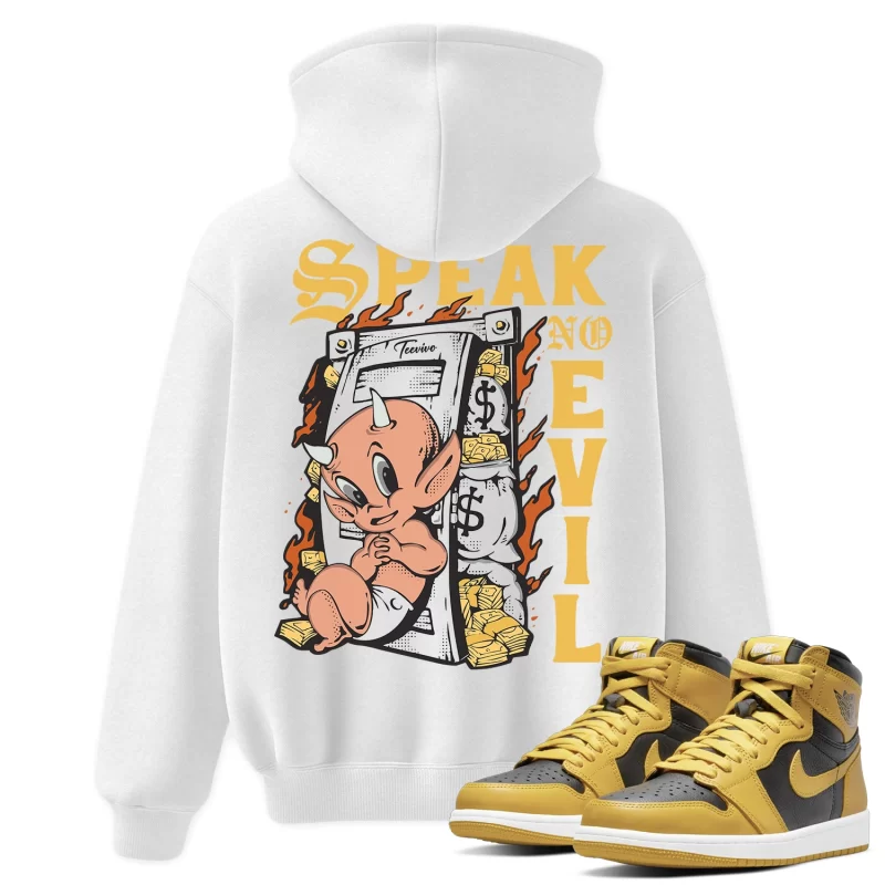 TeeVivo Hoodie Match Air Jordan 1 Retro High Pollen Speak no evil – Air Jordan 1 Hoodie, AJ1 Hoodie