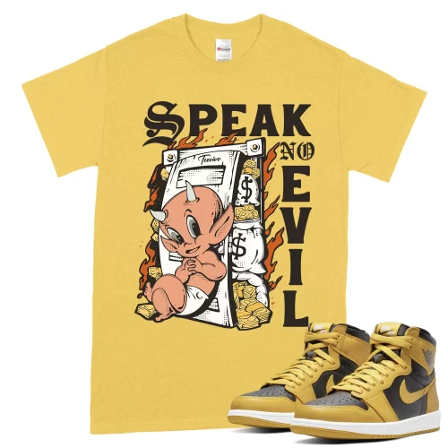 TeeVivo T-Shirt Match Air Jordan 1 Retro High Pollen Speak no evil – Air Jordan 1 Shirt, AJ1 Shirt