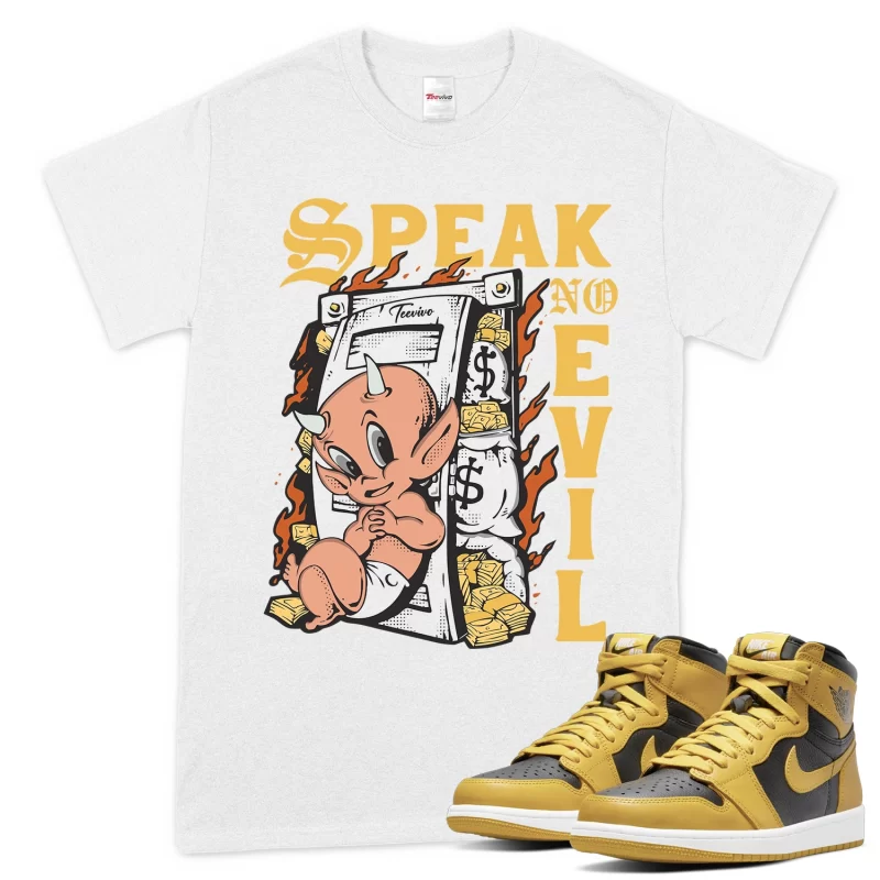 TeeVivo T-Shirt Match Air Jordan 1 Retro High Pollen Speak no evil – Air Jordan 1 Shirt, AJ1 Shirt