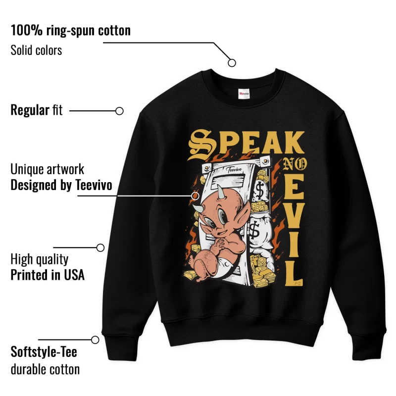 TeeVivo Sweatshirt Match Air Jordan 1 Retro High Pollen Speak no evil – Air Jordan 1 Sweatshirt, AJ1 Sweatshirt