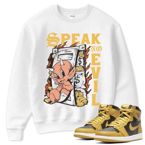 TeeVivo Sweatshirt Match Air Jordan 1 Retro High Pollen Speak no evil – Air Jordan 1 Sweatshirt, AJ1 Sweatshirt