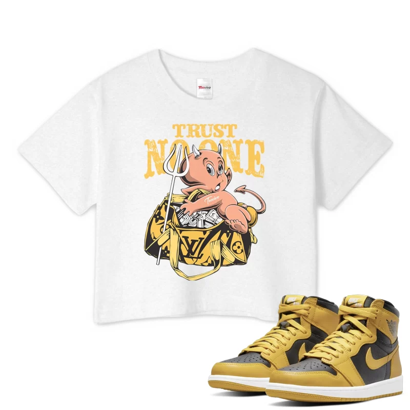 TeeVivo Crop Top Match Air Jordan 1 Retro High Pollen Trust no one – Air Jordan 1 Crop Top, AJ1 Crop Top