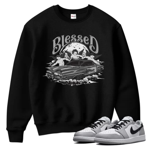 TeeVivo Sweatshirt Match Air Jordan 1 Retro Low OG Barons Blessed – Air Jordan 1 Sweatshirt, AJ1 Sweatshirt