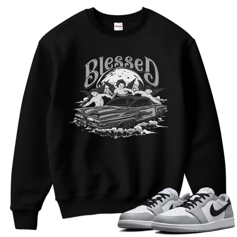 TeeVivo Sweatshirt Match Air Jordan 1 Retro Low OG Barons Blessed – Air Jordan 1 Sweatshirt, AJ1 Sweatshirt