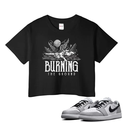 TeeVivo Crop Top Match Air Jordan 1 Retro Low OG Barons Burning the ground – Air Jordan 1 Crop Top, AJ1 Crop Top