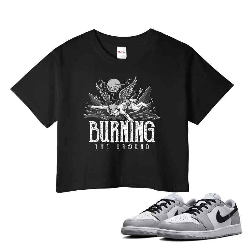 TeeVivo Crop Top Match Air Jordan 1 Retro Low OG Barons Burning the ground – Air Jordan 1 Crop Top, AJ1 Crop Top