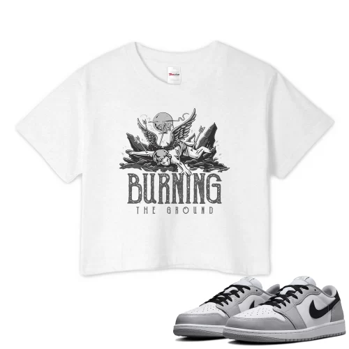 TeeVivo Crop Top Match Air Jordan 1 Retro Low OG Barons Burning the ground – Air Jordan 1 Crop Top, AJ1 Crop Top