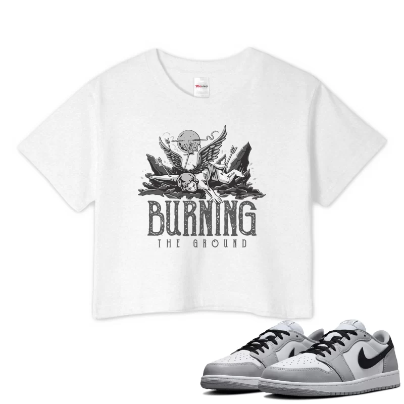 TeeVivo Crop Top Match Air Jordan 1 Retro Low OG Barons Burning the ground – Air Jordan 1 Crop Top, AJ1 Crop Top