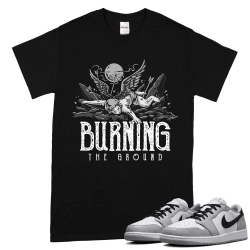 TeeVivo T-Shirt Match Air Jordan 1 Retro Low OG Barons Burning the ground – Air Jordan 1 Shirt, AJ1 Shirt