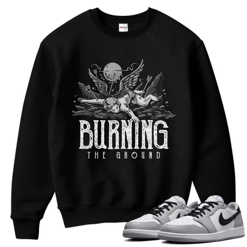 TeeVivo Sweatshirt Match Air Jordan 1 Retro Low OG Barons Burning the ground – Air Jordan 1 Sweatshirt, AJ1 Sweatshirt
