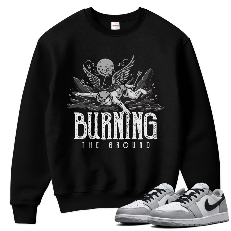 TeeVivo Sweatshirt Match Air Jordan 1 Retro Low OG Barons Burning the ground – Air Jordan 1 Sweatshirt, AJ1 Sweatshirt